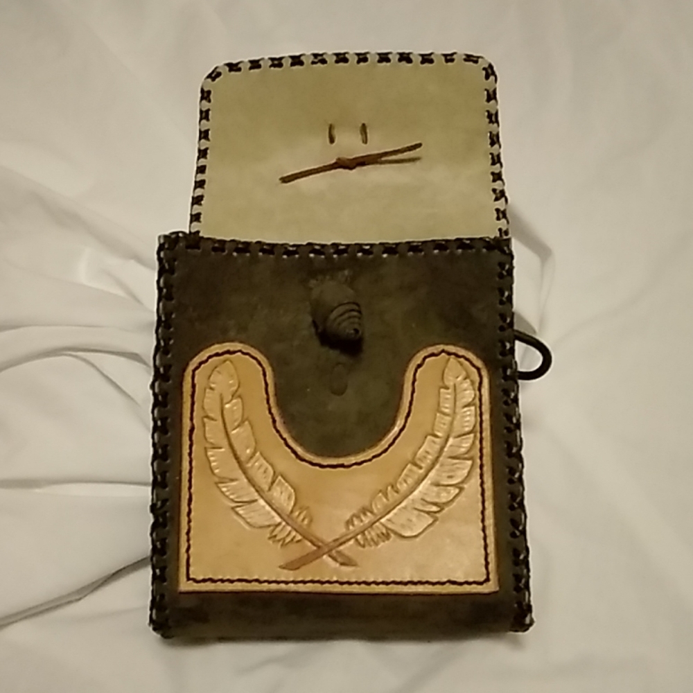 Hand made imported leather belt pouch